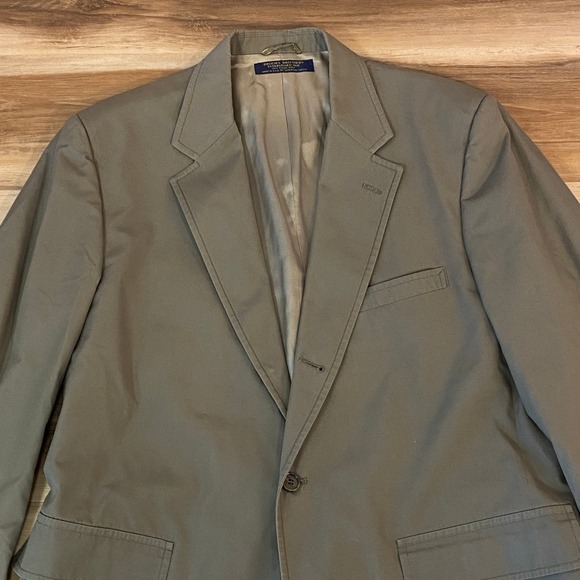 Vintage Brooks Brothers Blazer Mens 45R Olive Green USA Cotton Union 3 roll 2